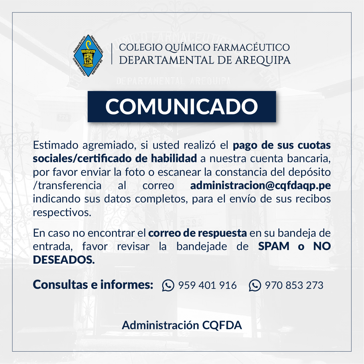 Comunicado CQFDA