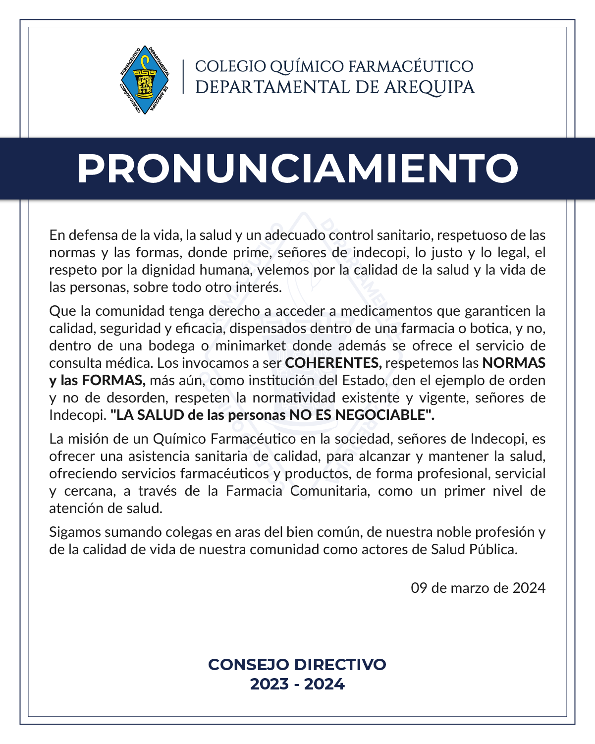 Pronunciamiento Marzo 2024