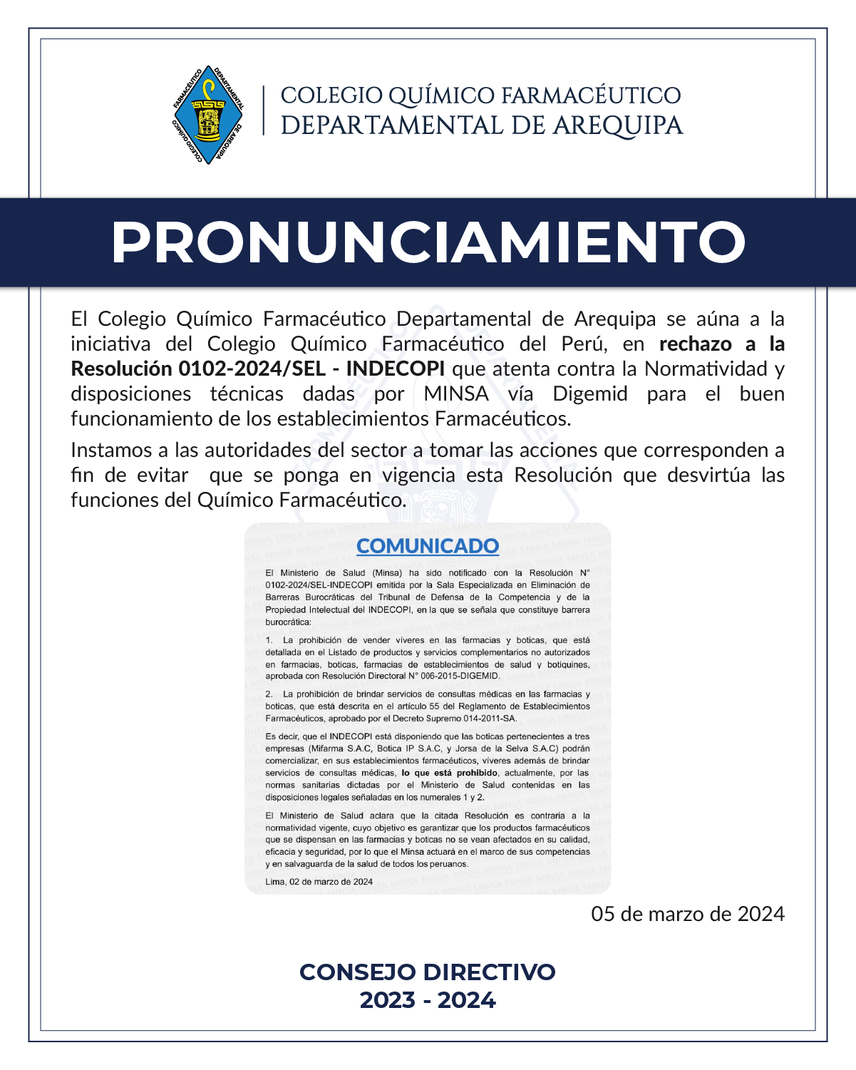 Pronunciamiento Marzo 2024