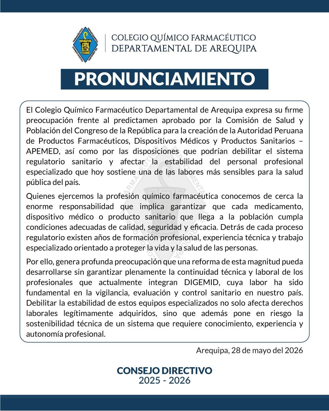 Pronunciamiento Mayo 2026